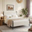 Structure de lit tapissier pour grand lit avec tête de lit en velours, plateforme en velours côtelé doux avec support en lattes de bois et pieds robustes, sans sommier, sans bruit, assemblage facile, blanc-1953577883-1953577881