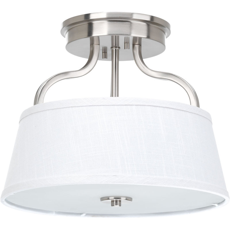Lustre tambour 2 lumières Alverce, Nickel brossé, Gris anthracite Alcatraz