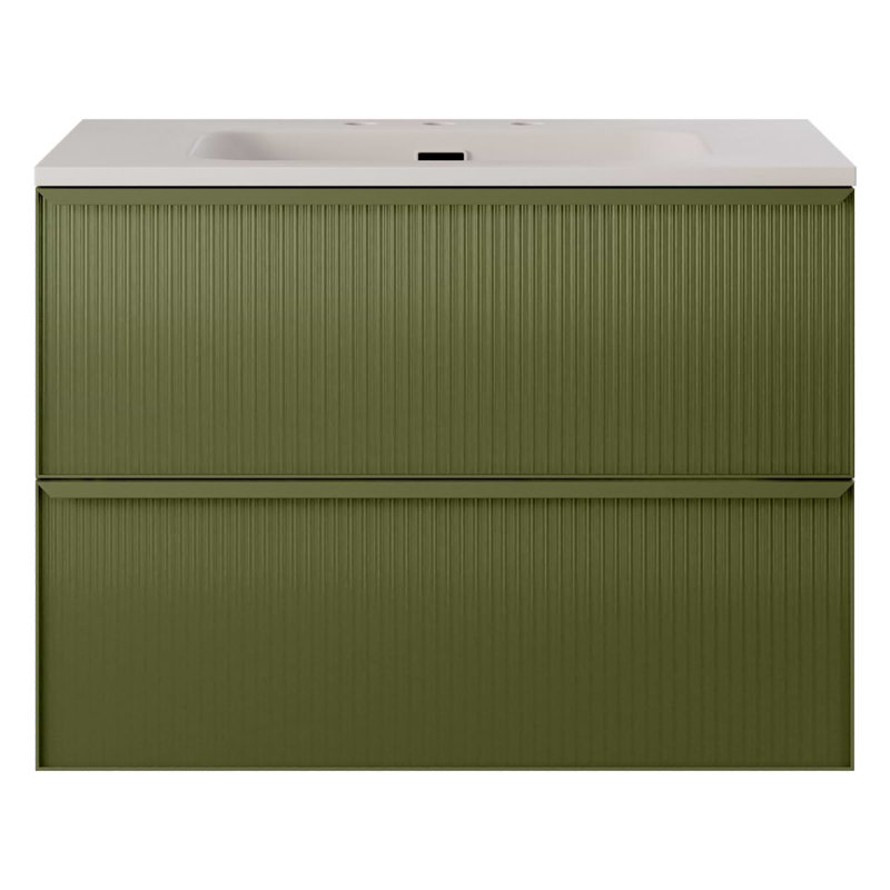 Astor 42" Single Vanity With Integrated White Solid Surfacetop, Olive Green, 30"