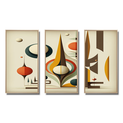 «Vintage Mid-Century Graphics VI», reproduction sur toile 3 pièces