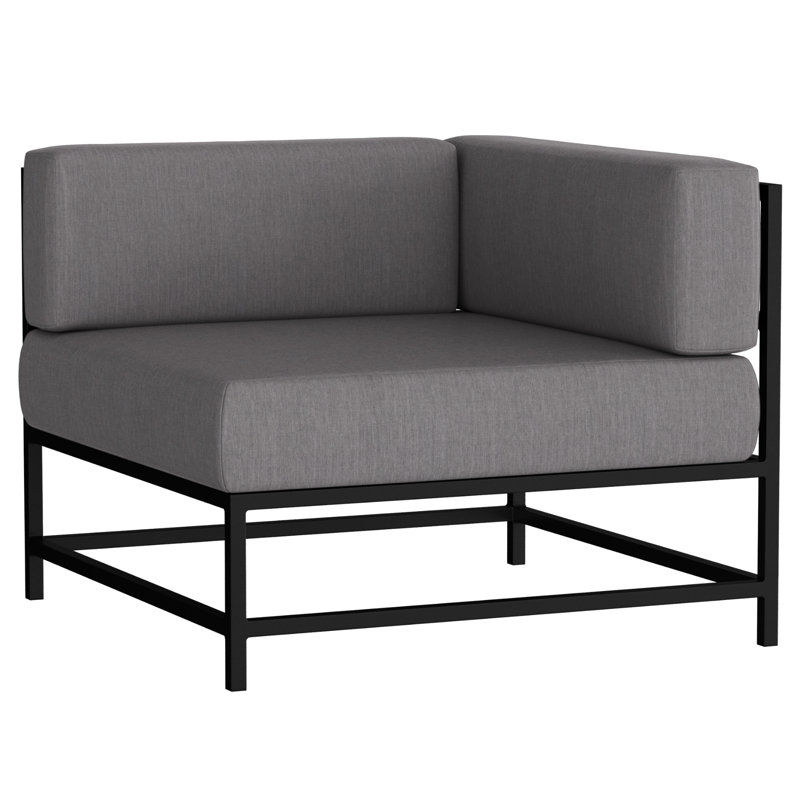 Chaise de patio avec coussins Sunbrella Delano, Gris Tex, Toile granit