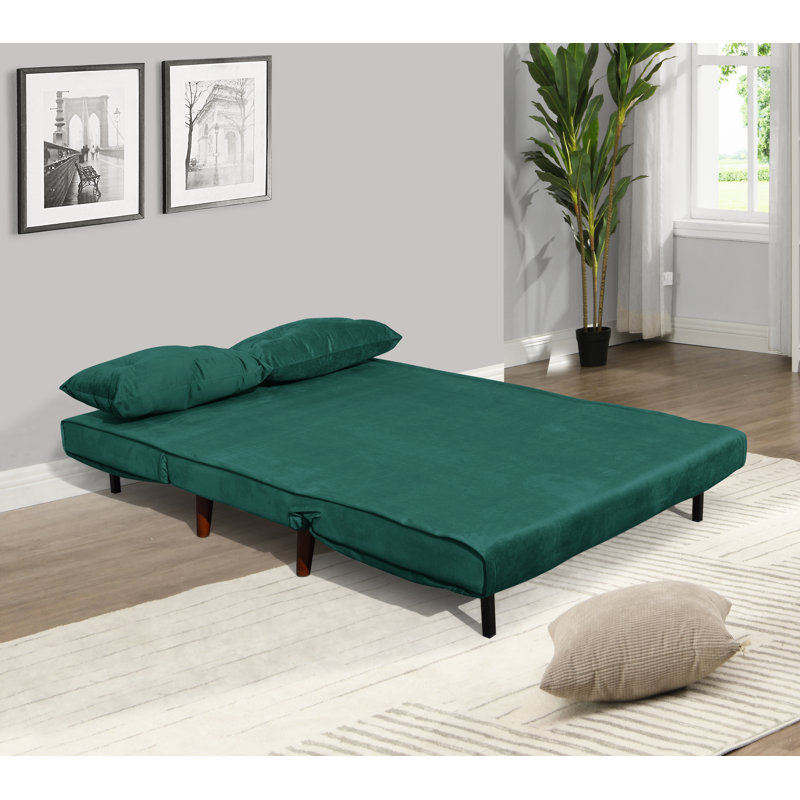 Cramerton 2 Seater Velvet Sofa Bed, Green