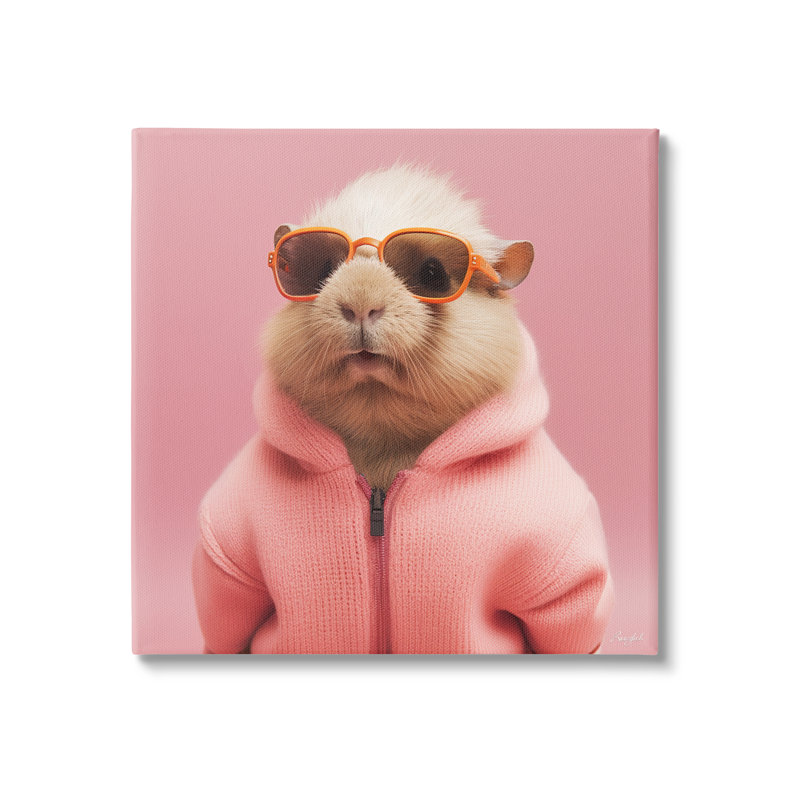 «Fashionable Animal in Pink» par Roozbeh, reproduction d'art sur toile tendue, H 36 po x l 36 po