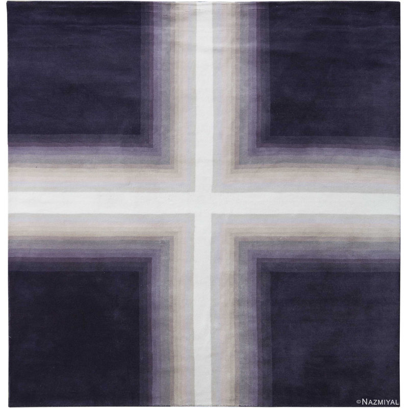 Tapis géométrique mauve moderne Mid-Century
