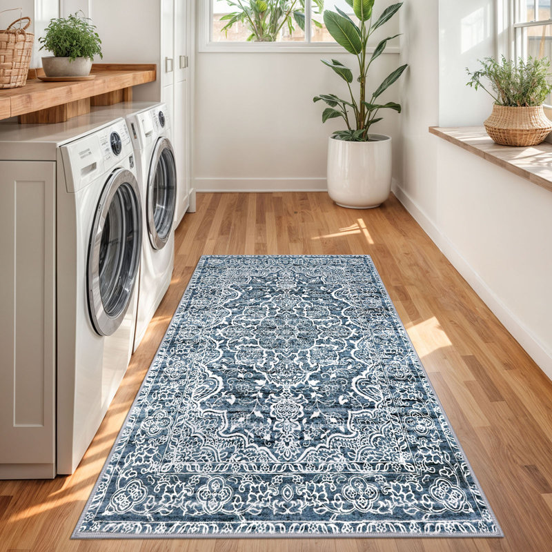 Area Rug Machine Washable Rugs with Rubber Backing for Living Room, Rectangle 3' x 5'