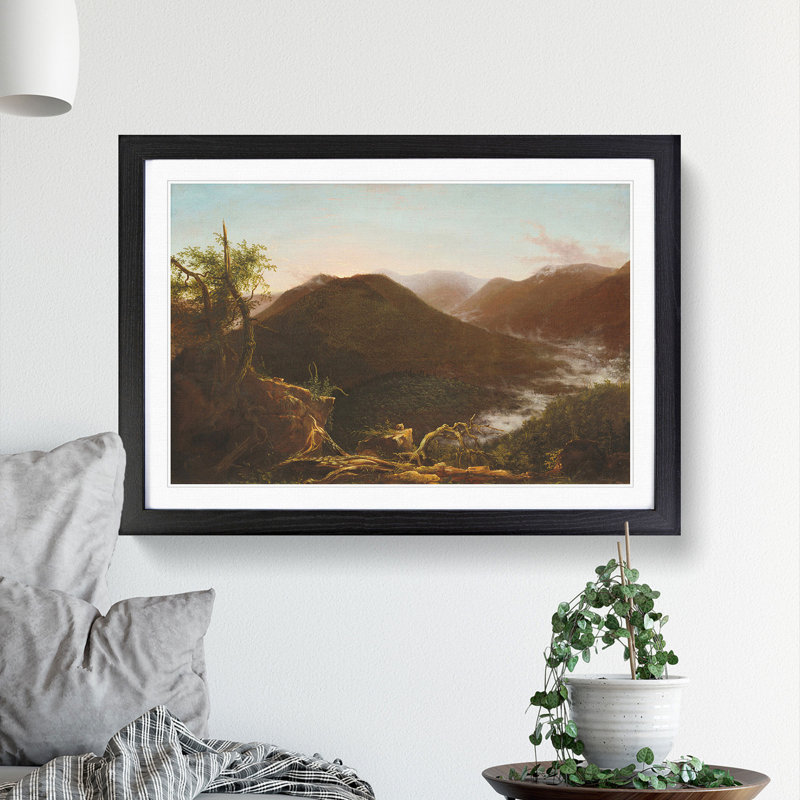 Sunrise in the Catskills by Thomas Cole - Picture Frame Painting, 27cm H x 36cm W x 2cm D, Black Framed