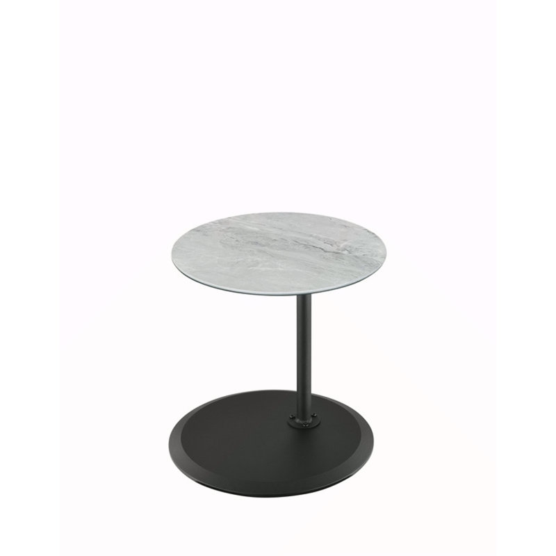 Table de bout l 15,5 po avec plateau texturé en marbre gris réglable en hauteur