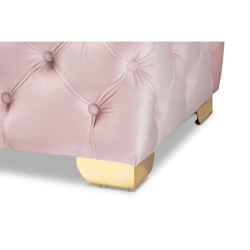 Crotts Velvet Upholstered Bench, Light Pink