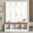 Multi-Functional Hall Tree with 4 Hidden Hanging Hooks, Wood Grain Bench-1259492853