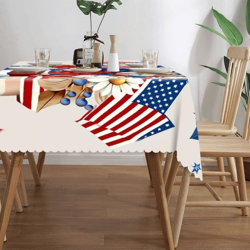 Couvre-table avec pot festonné 60 po x 120 po avec rebords festonnés, cuisine et extérieur