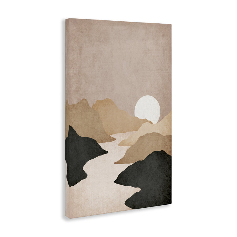 "Beige Mountains with Stream", art mural par JJ Design House LLC, H 30 po x l 20 po