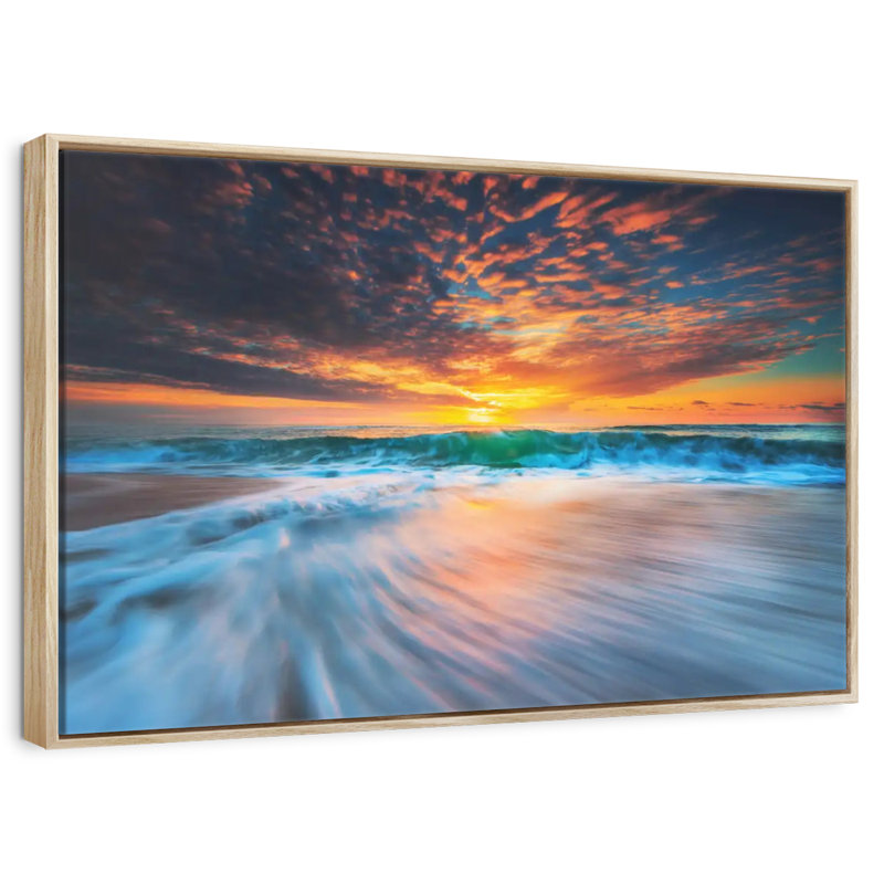 Cloudscape sur Malwae, Cadre flottant en bois naturel, 19 po x 13 po