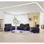 Ensemble de canapés inclinables électriques en cuir PU 3 pièces avec haut-parleurs Bluetooth, lumières DEL, console centrale et porte-gobelets-121726939