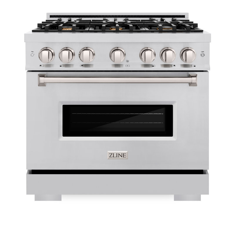 ZLINE 36" Classic Dual Fuel Stainless Steel Range w/ 6 Brass Burners & Convection Oven, Matte Black