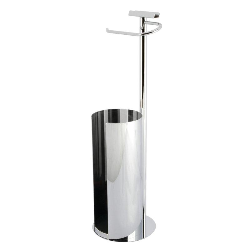 Freestanding Toilet Paper Holder with Roll Storage and Phone Stand, Silver