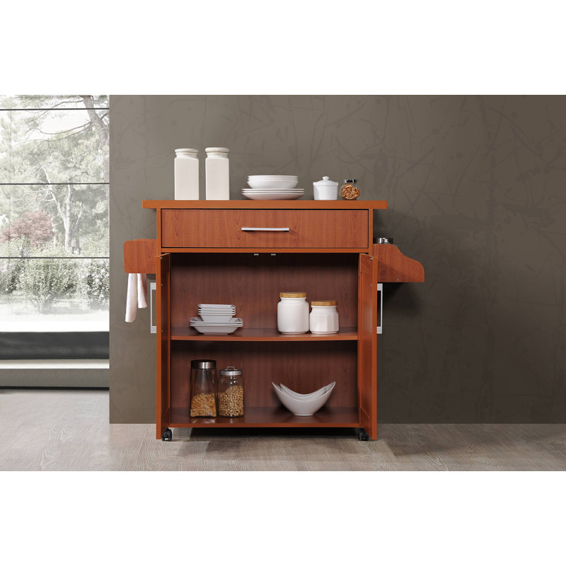 Poneto Wood Kitchen Cart, Cherry, Cherry