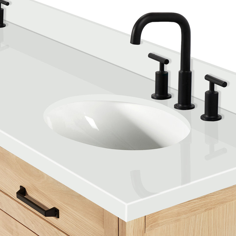 ARIEL Monrow 73 Double Sink Bathroom Vanity with Pure Quartz Top, Oak