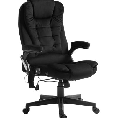 Massage Chair With Heat, Padded , Reclining Back, Adjustable Seat, Black Massaging Heat & Height, , Velvet