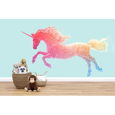 Rainbow Unicorn Wall Decal – Galaxy Unicorn Wall Art, Kids Room Wall Sticker, Magical Nursery & Bedroom Decor 306Mv