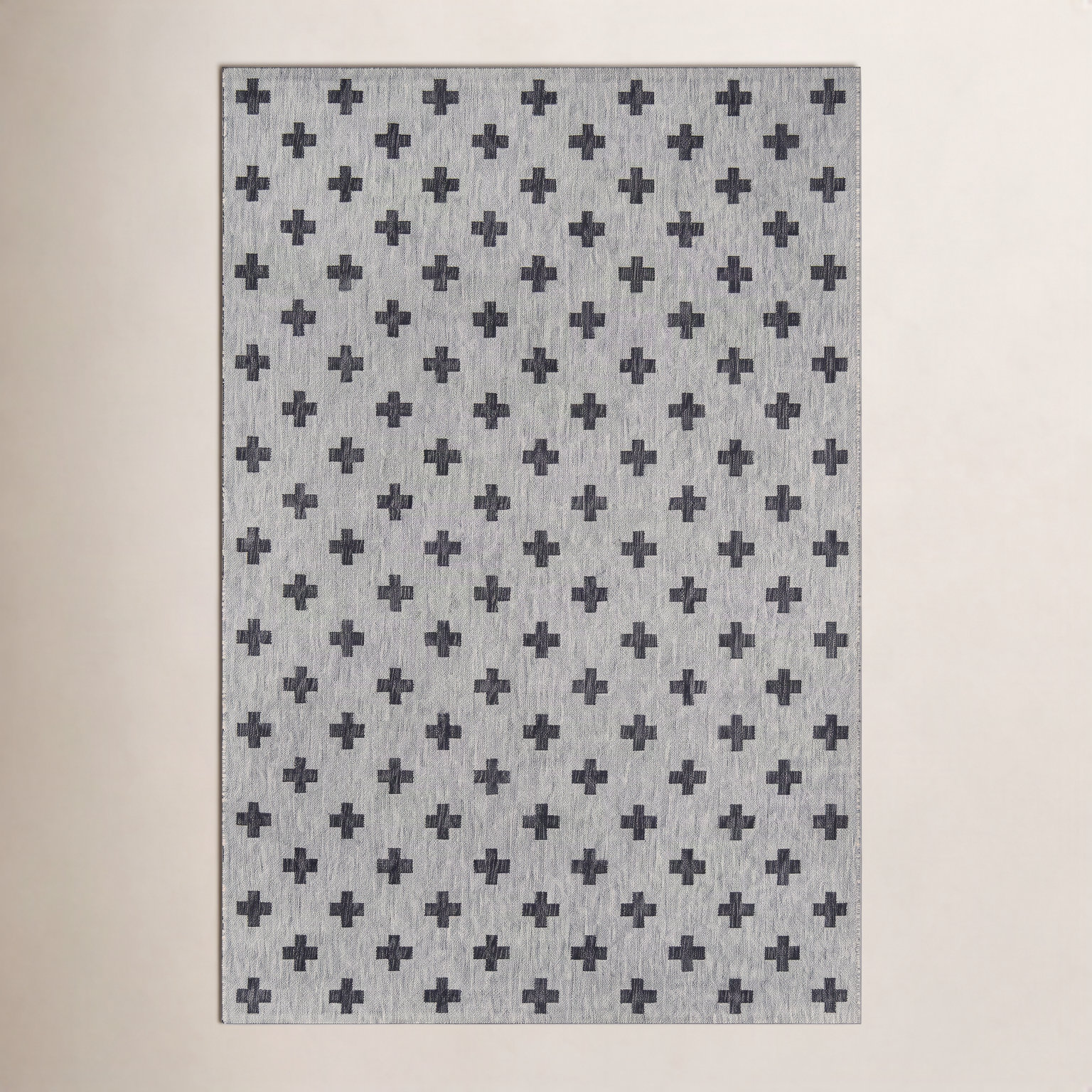 Umbria Striped Geometric Outdoor Rug, Gray/Black, Rectangle 9'3" x 12'6"