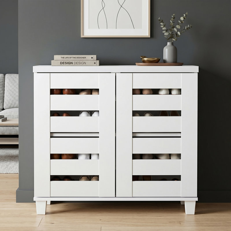 Lismore 2 Door Shoe Storage Cabinet, White