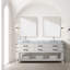 Meuble-lavabo double en chêne blanc 80 po X P 22 po D, dessus en marbre de Carrare, ensemble de robinet et Miroirs-118024587