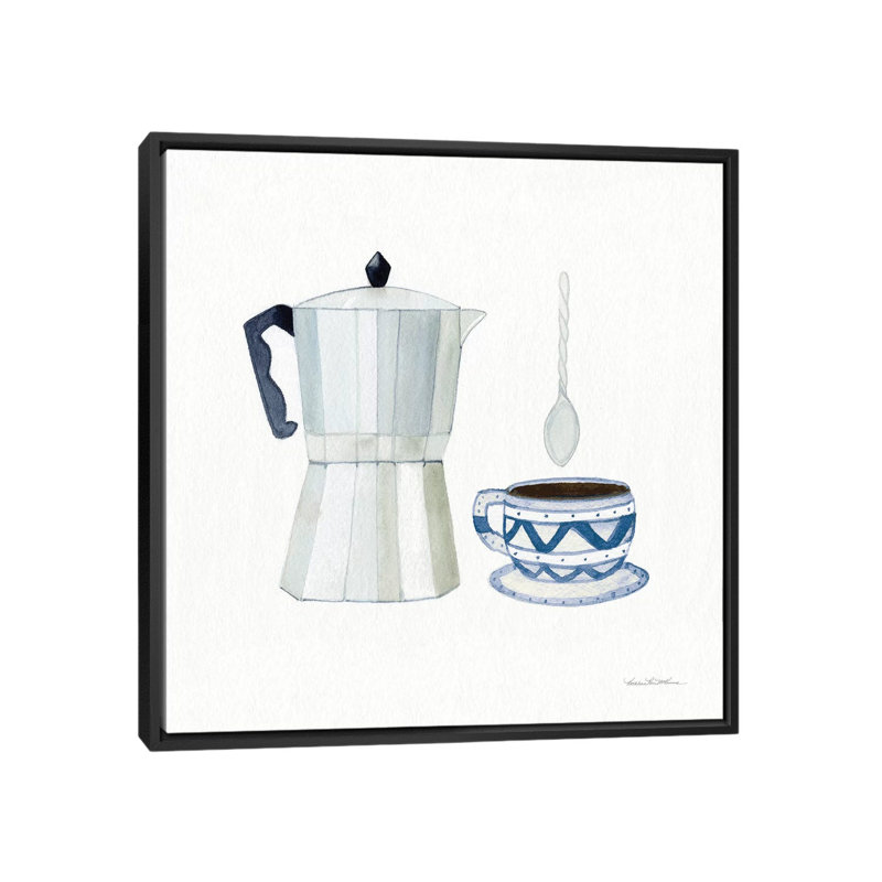 «Coffee Break VII», reproduction sur toile tendue, H 18 po x l 18 po x P 1,5 po, Toile avec cadre noir, Pas de tapis