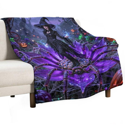 Jeté de sorcière debout sur une luxueuse jeté en flanelle, couverture douce et chaude pour le canapé-lit du salon