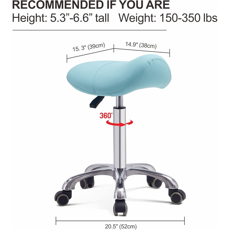 Adjustable Height Ergonomic Industrial Stool, Blue
