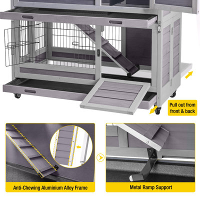 Grande cage à lapins pliante d'intérieur et d'extérieur sur roulettes Degafferelly