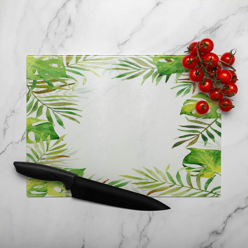 Botanical Glass Chopping Board, 28cm L x 20cm W