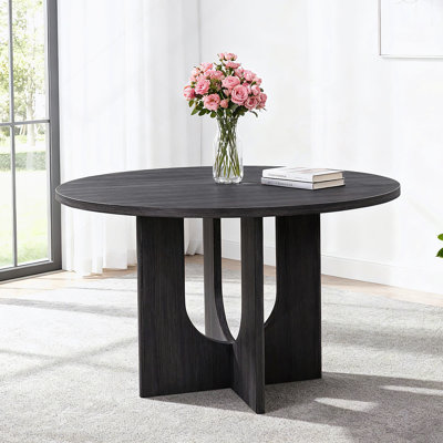 Table de salle à manger ronde moderne pour 4 personnes, table de salle à manger ronde 47,3 pouces pour cuisine, salle à manger, salon, noir antique