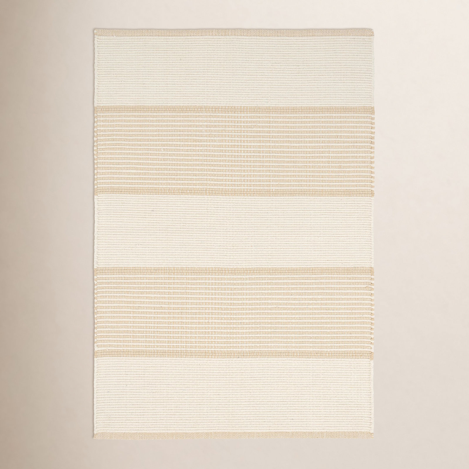 La Mirada Wheat Hand-Woven Striped Cotton Rug, Rectangle 2' x 3'