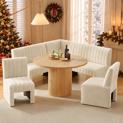 6-Piece 47.24" Round Table Dinning Set with 5 Velvet Chairs
