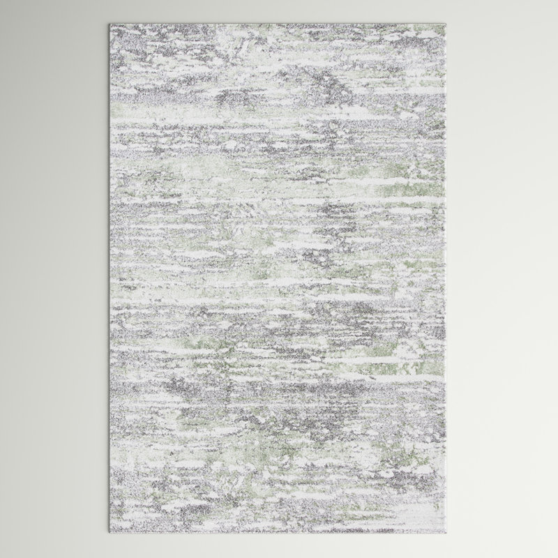 Hand-Knotted Gray Abstract Synthetic Rectangular Area Rug