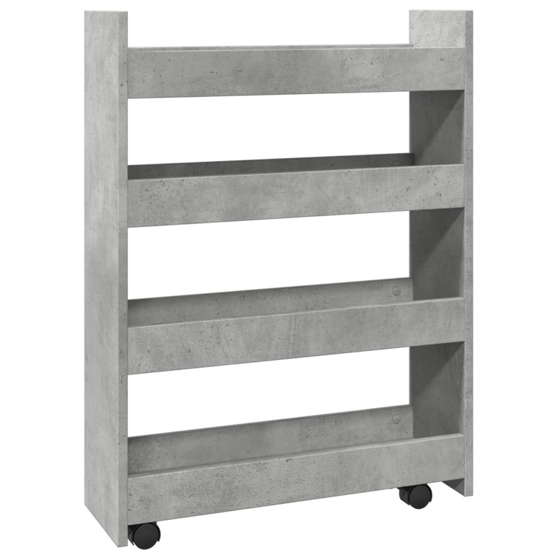 Wood Bar Cart, Concrete Grey