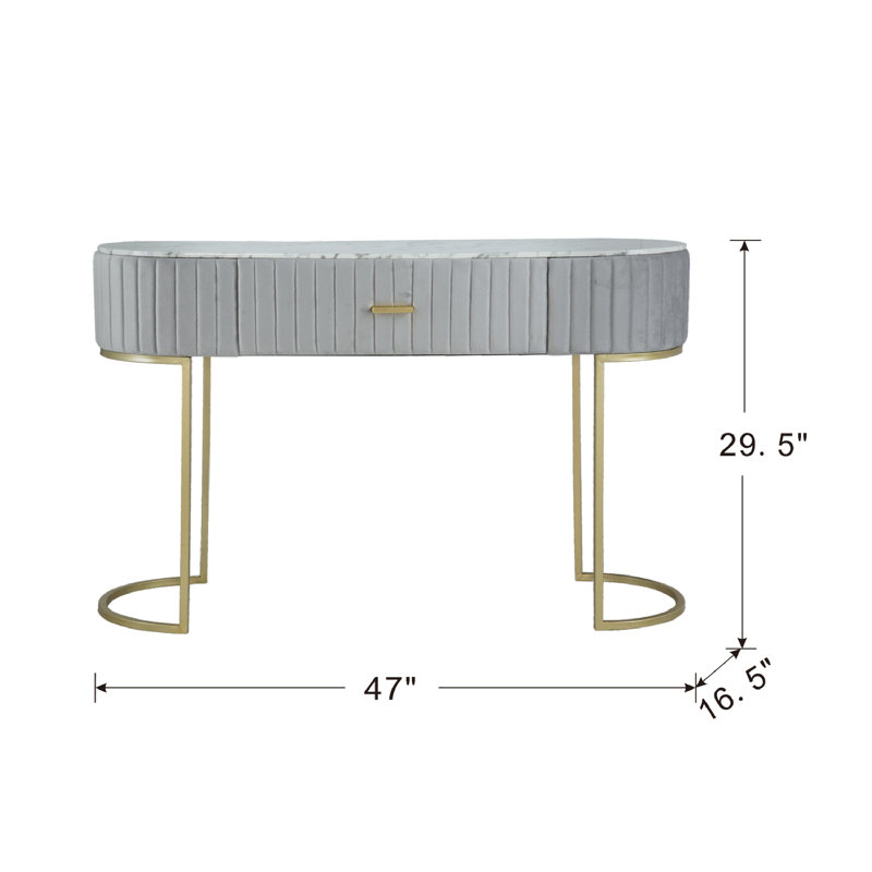 47.2'' Console Table, Grey/Gold