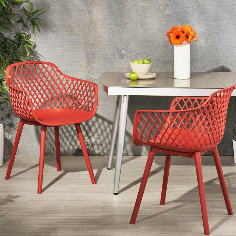 Outdoor Poppy Chair: Weather-, Stable, Red Polypropylene, 23.2 In.D X 21 In.W 32 In.H, Minimalist Chair For Space: Modern, In.H
