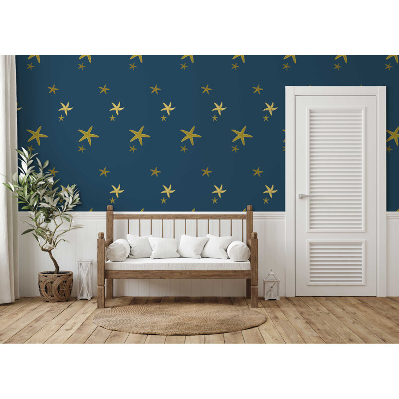 Sea Stars 33' L x 20.5" W  Wallpaper Roll, Blue