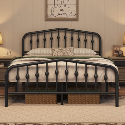 Metal Bed with Arched Headboard and Footboard