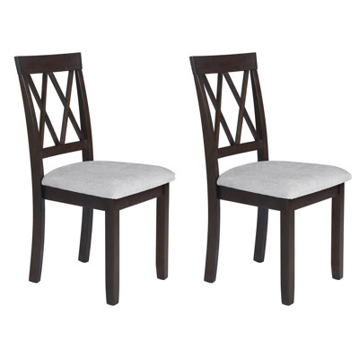 Ensemble de 2 chaises de salle à manger, chaises d'appoint de salle à manger rembourrées en tissu avec pieds en bois massif et siège rembourré -