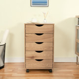 5 Drawer Chest File Cabinet, Wooden Storage Filing Cabinet with Wheels, Office File Cabinet, Office Alex Drawers for File storage