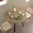 Modern 35.43 Inch Round Dining Table For 2-4 People, Brown Kitchen Table With Black Metal Legs | Gift Idea