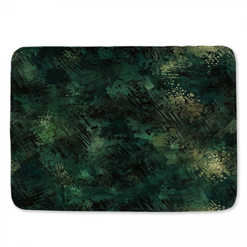 Tapis de bain à texture abstraite vert foncé, L 34 po x L 21 po