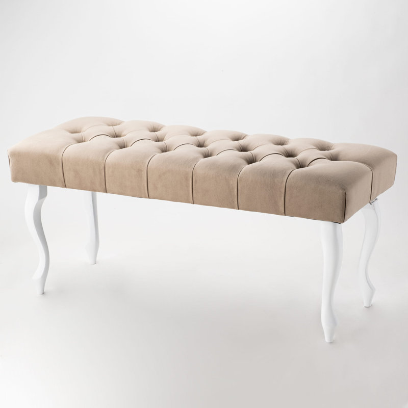 Jerez Velvet Upholstered Bench, H40 x W100 x D30cm, Latte/White