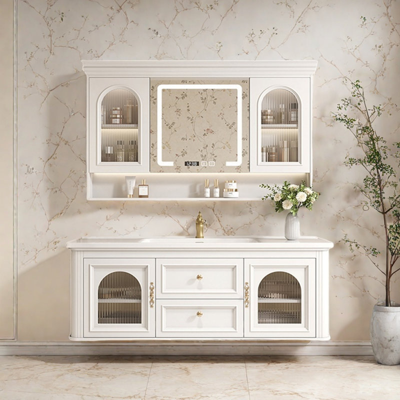 Armoire de salle de bain luxueuse rétro française, H 19,6 po x l 51,5 po x P 19,6 po