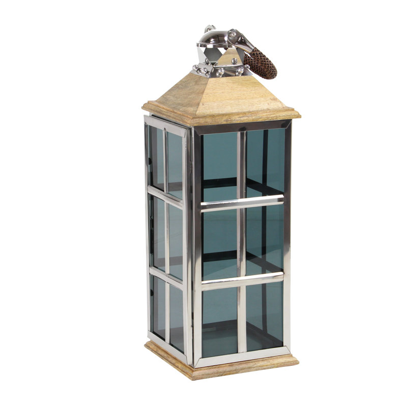 Lanterne en bois traditionnel, H 26 po x l 9 po x P 9 po