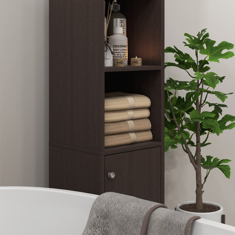 Armoire de rangement haute avec miroir Kleankin, Café