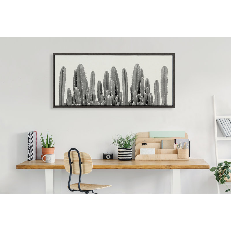 Sylvie Looking Sharp Cactus Garden Framed Canvas by The Creative Bunch Studio 18x40 Gray
