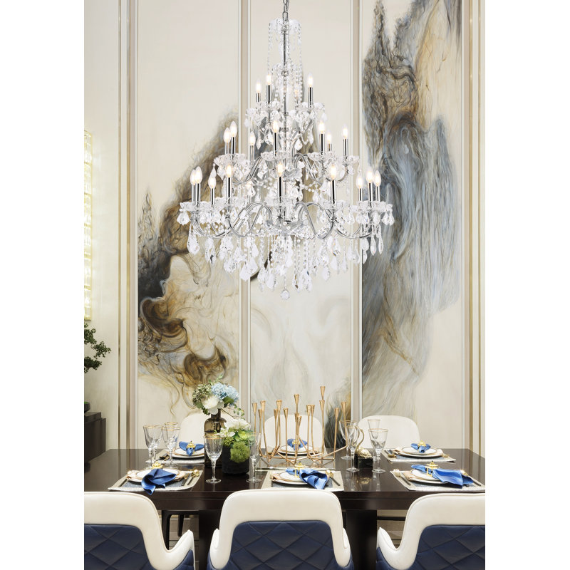 Dagmar 24 - Light Dimmable Tiered Chandelier, Chrome